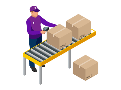 Pack and ship out process illustration