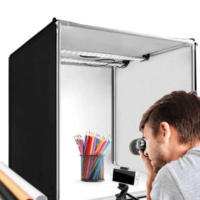 Photo studio kit box with LED light